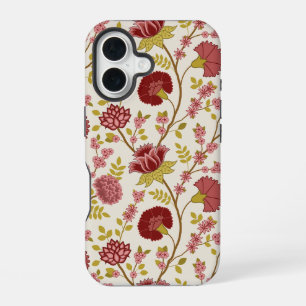Funda Para iPhone 16 Jacobo Floral Big Pattern Reds Rosa Crema de oro