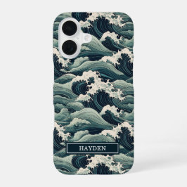 Funda Para iPhone 16 Japanese Waves Print Monogrammed