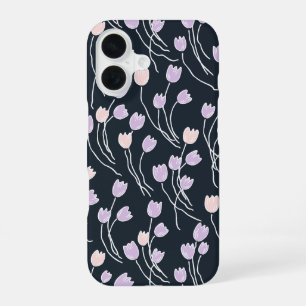Funda Para iPhone 16 Jardín de Medianoche Floral Sketchy Navy Oscuro y 