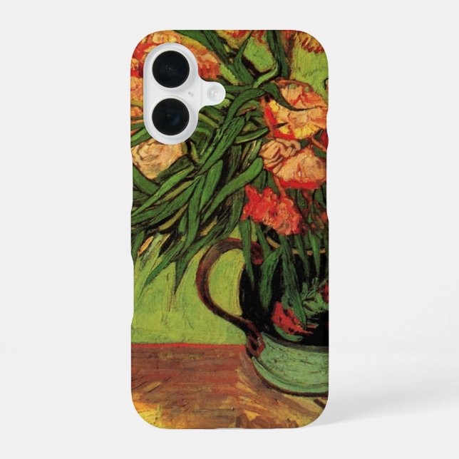 Funda Para iPhone 16 Jarrón con adelfas y libros de Vincent van Gogh (Reverso )