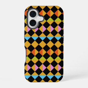 Funda Para iPhone 16 Jester Joker Motley Diamantes Cuadrados Geométrico