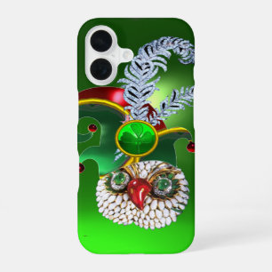 FUNDA PARA iPhone 16 JEWEL OWL, GORRA ELF, CARACTERES DE SHAMROCK Y DIA