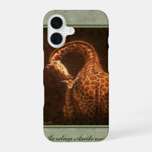 Funda Para iPhone 16 Jirafa bebé y mamá verde