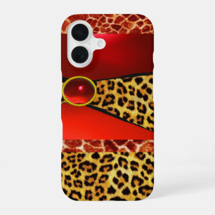 FUNDA PARA iPhone 16 JIRAFE DE CUERO DE LEOPARDO IMPRESO PIEDRA PRECIOS