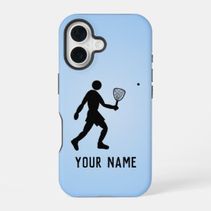 Funda Para iPhone 16 Jugador de squash / Motivo de raquetbol y tu nombr