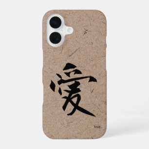 Funda Para iPhone 16 Kanji japonés para el amor en papel de lavado marr