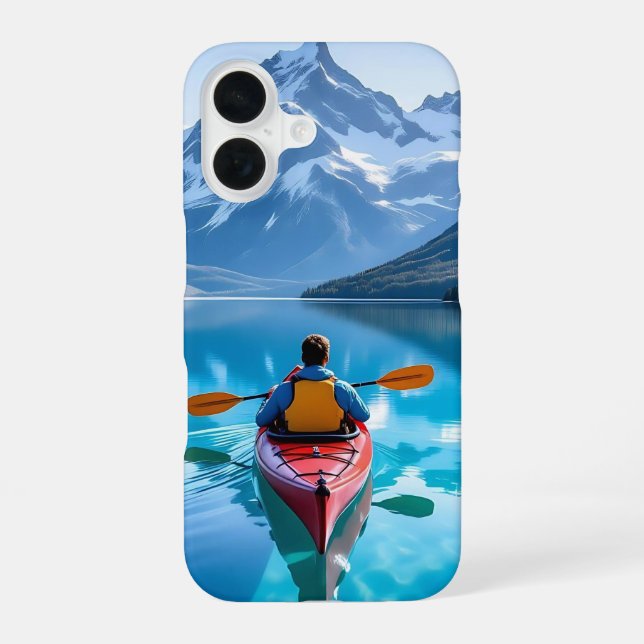 Funda Para iPhone 16  Kayaking in Mountains Personalized (Reverso )