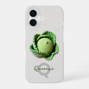 Funda Para iPhone 16 Kitschy Nombra moderna Jardín Crochet Cabbage Nomb