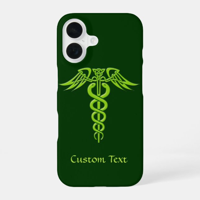 Funda Para iPhone 16 Knot Caduceus celta verde (Reverso )