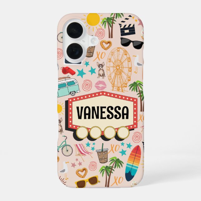 Funda Para iPhone 16 L.A. Vibes Doodle (Reverso )