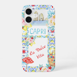 Funda Para iPhone 16 La Dolce Vita Capri Baldosas Azules Italiano