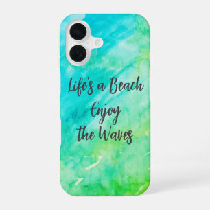 Funda Para iPhone 16 La vida es una playa Disfruta las olas Azul Textur
