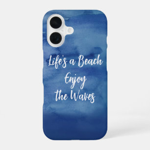 Funda Para iPhone 16 La vida es una playa Disfruta las olas Azul Textur