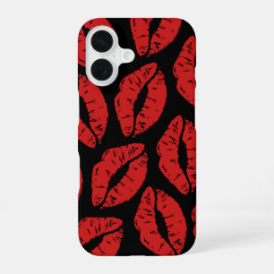 Funda Para iPhone 16 Labiales besos con lápiz labial rojo lindo patrón
