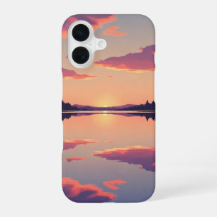Funda Para iPhone 16 Lago del Atardecer Retro
