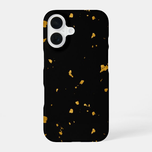 Funda Para iPhone 16 Láminas de oro negras (Reverso )