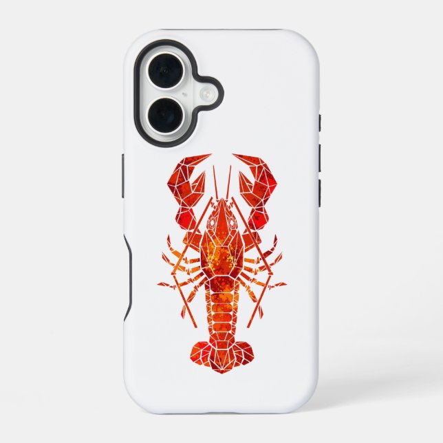 Funda Para iPhone 16 Langosta poligonal roja (Reverso )