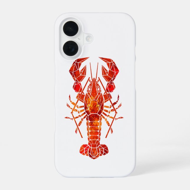 Funda Para iPhone 16 Langosta poligonal roja (Reverso )