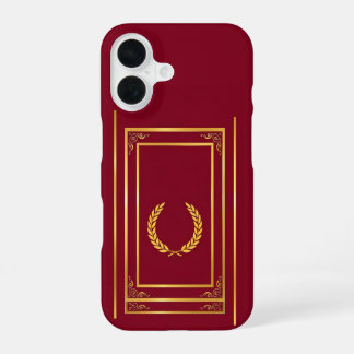Funda Para iPhone 16 Laurel dorado en marco rectangular en Brown