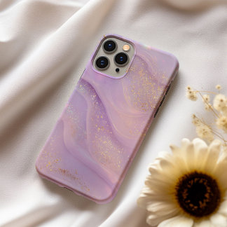 Funda Para iPhone 16 Lavanda Éclat – Suave Mármol de Lila y Oro para Te