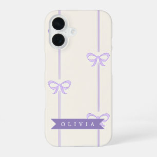 Funda Para iPhone 16 Lazo Coquette Personalizado Nombre Estética Femeni