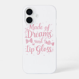Funda Para iPhone 16 Lazo rosa femenino "Sueños y brillo de labios" cit