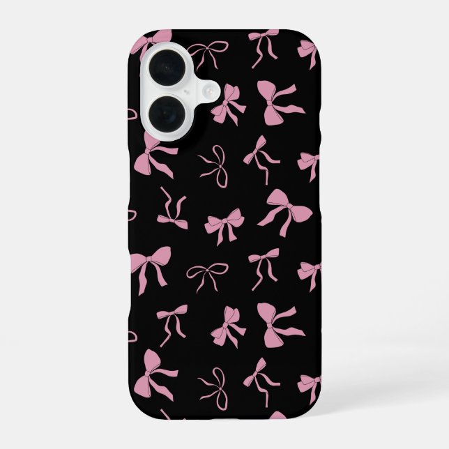 Funda Para iPhone 16 Lazos Bonitos de Rosa y Negro (Reverso )