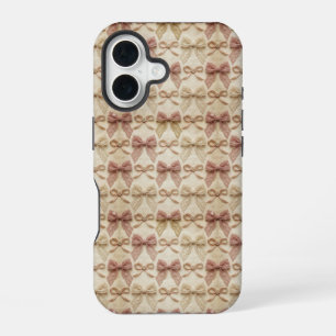 Funda Para iPhone 16 Lazos de Encaje Victoriano Patrón Coquette Rosa