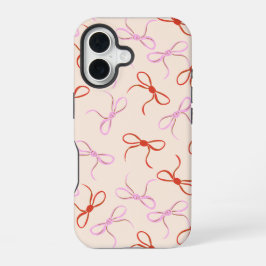 Funda Para iPhone 16 Lazos rosas - Estética Coquette Rosa y Roja Preppy
