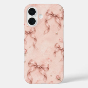 Funda para iPhone 16 Lazos y Rosas Rosa Sonrojado