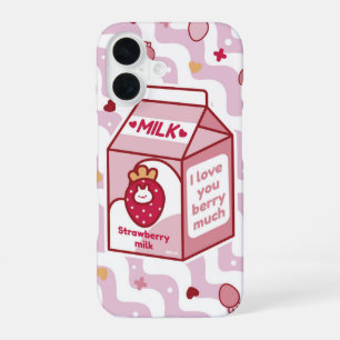 Funda Para iPhone 16 Leche de Fresa Berry Cute