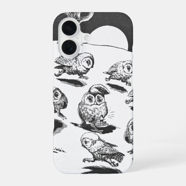 Funda Para iPhone 16 Lechuzas de luna, Louis Wain (Reverso )