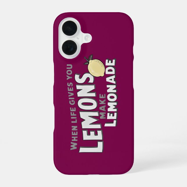 Funda Para iPhone 16 Lemonade Quote Optimism Funny Lemons iPhone Case (Reverso )