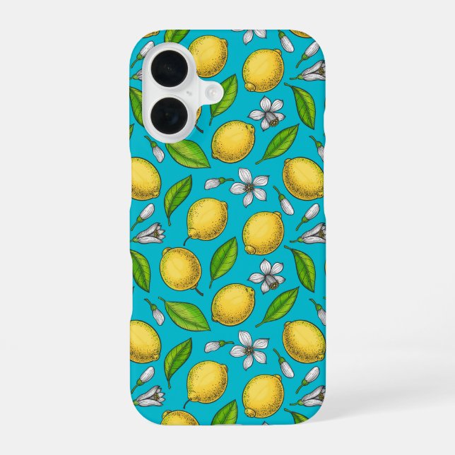 Funda Para iPhone 16 Lemones azules (Reverso )