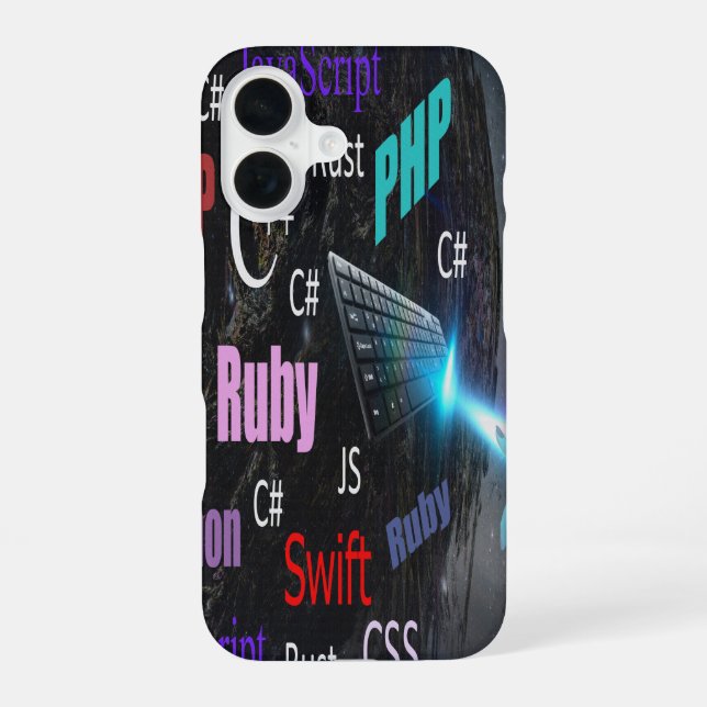Funda Para iPhone 16 Lenguajes de programación patrón colorido (Reverso )