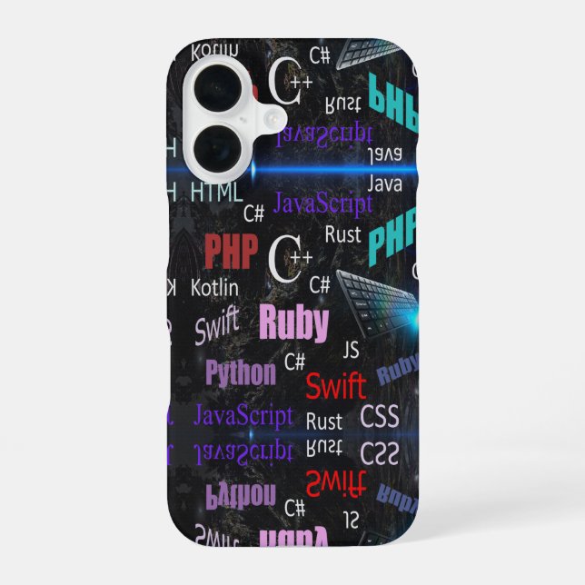 Funda Para iPhone 16 Lenguajes de programación patrón colorido (Reverso )
