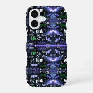 Funda Para iPhone 16 Lenguas de programación azul