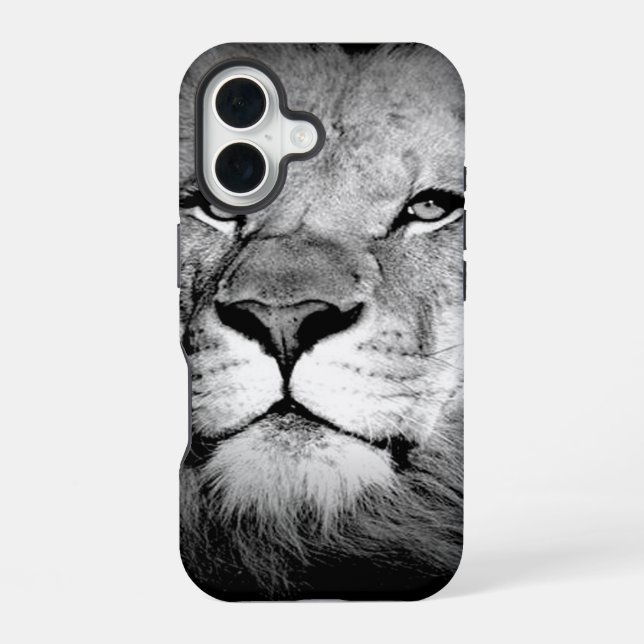 Funda Para iPhone 16 León negro y blanco (Reverso )