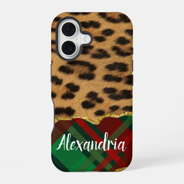 Funda Para iPhone 16 Leopard Plaid (Reverso )