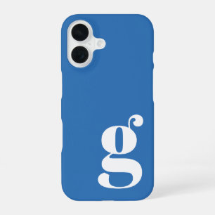 Funda Para iPhone 16 Letra de monograma minimalista linda en azul franc