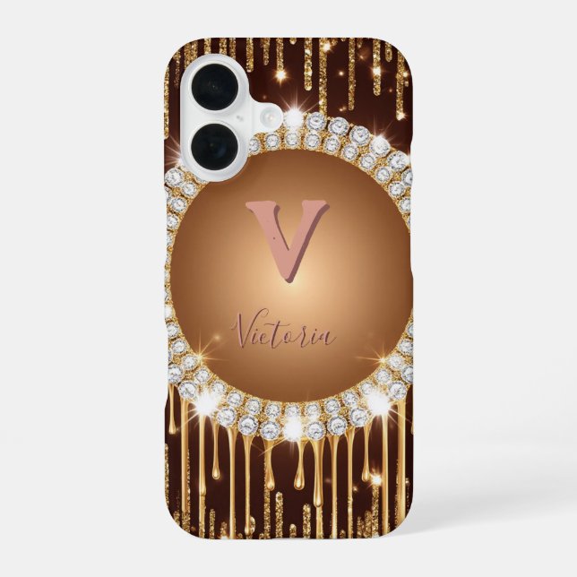 Funda Para iPhone 16 Letra monograma de lujo personalizada (Reverso )