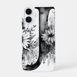 Funda Para iPhone 16 Letra personalizada J Elegante acuarela floral