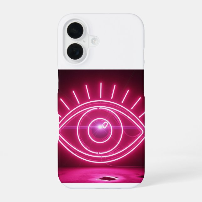 Funda Para iPhone 16 Letrero de neón de ojo maligno rosa (Reverso )