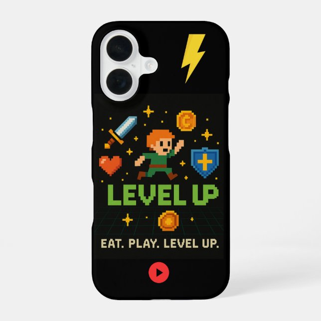 Funda para iPhone 16 Level Up Gamer – Estilo Retro (Reverso )