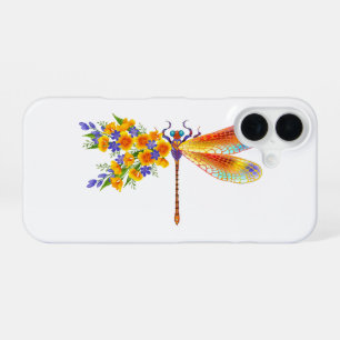 Funda Para iPhone 16 Libélula de Flor Amarilla