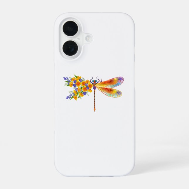 Funda Para iPhone 16 Libélula de Flor Amarilla (Reverso )