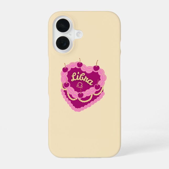 Funda Para iPhone 16 Libra Zodiac Pastel Heart Birthday Cake (Reverso )