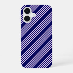 Funda Para iPhone 16 Lila púrpura y azul marino patrón de cinco rayas