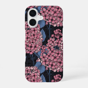Funda Para iPhone 16 Lila rosa sobre azul oscuro