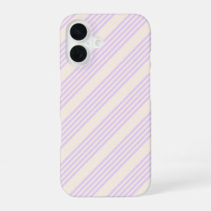 Funda Para iPhone 16 Lilac púrpura y beige cinco rayas patrón